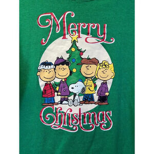 PEANUTS Unisex Kelly-Green Merry Christmas Short Sleeve Tee